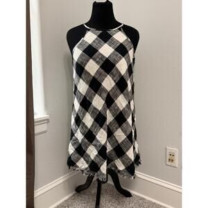 Cloth & Stone Buffalo Check Swing Dress Halter Tie Back Large